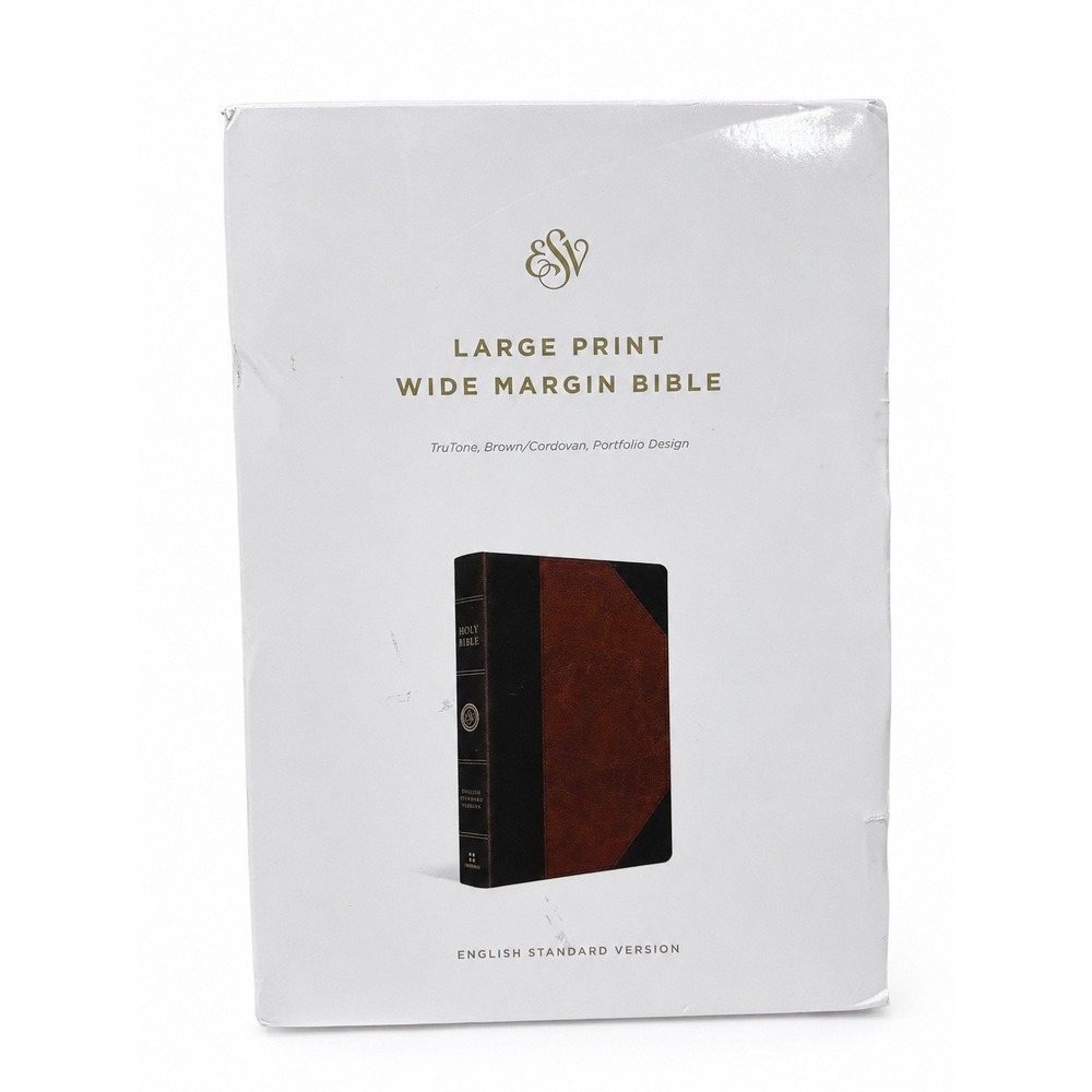 ESV Large Print Wide Margin Bible TruTone Brown Cordovan Portfolio Crossway